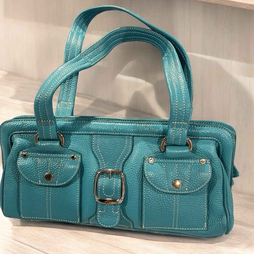 Vintage Tignanello Teal Leather Handbag